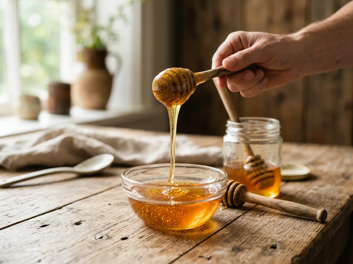 Raw Honey Pouring and Sampling
